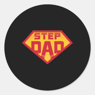 Super Stepdad Funny Hero Step Dad Birthday Fathers Classic Round Sticker