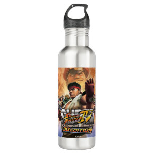 Super Street Fighter IV 3D Edition Box Art Stainless Steel Water Bottle
