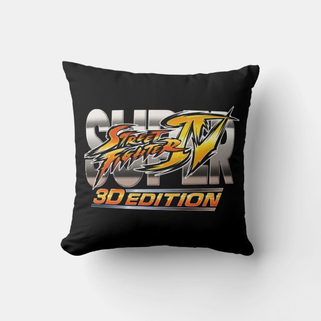 Super Street Fighter IV 3D Edition Logo Throw Pillow (Front)