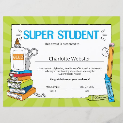 Super Student Student Recognition Certificates