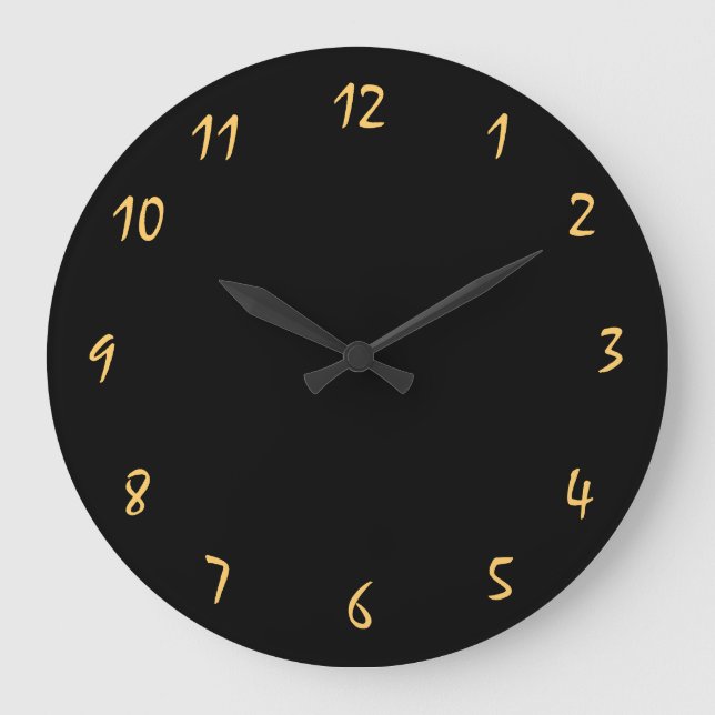 Super Stylish and elegant black and golden Large Clock (Front)