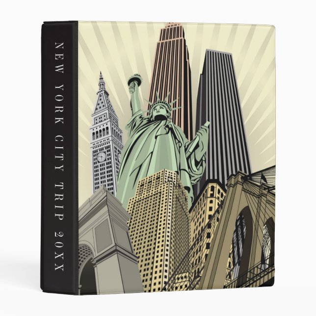 Super Stylized Cityscape NYC | Add Your Text Mini Binder (Front/Spine)