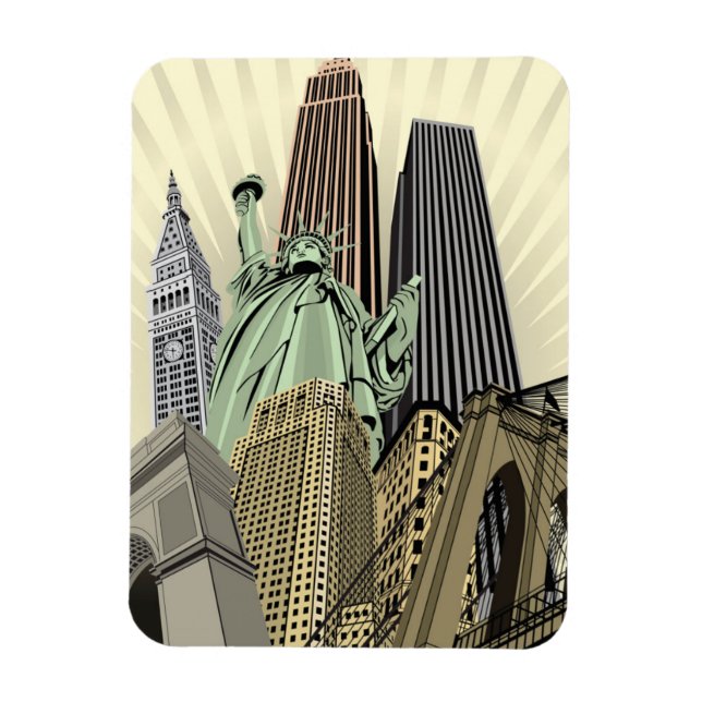 Super Stylized Cityscape NYC Magnet (Vertical)