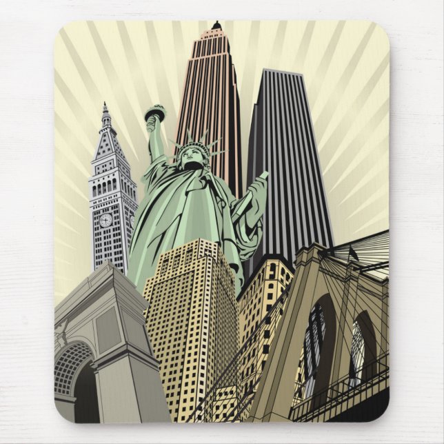 Super Stylized Cityscape NYC Mouse Pad (Front)