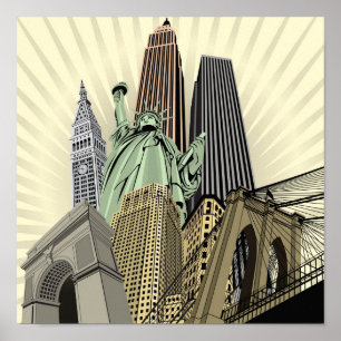 Super Stylized Cityscape NYC Poster