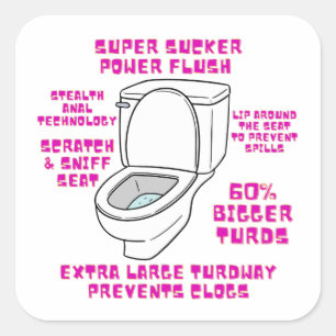 Super Sucker Toilet Humor Square Sticker