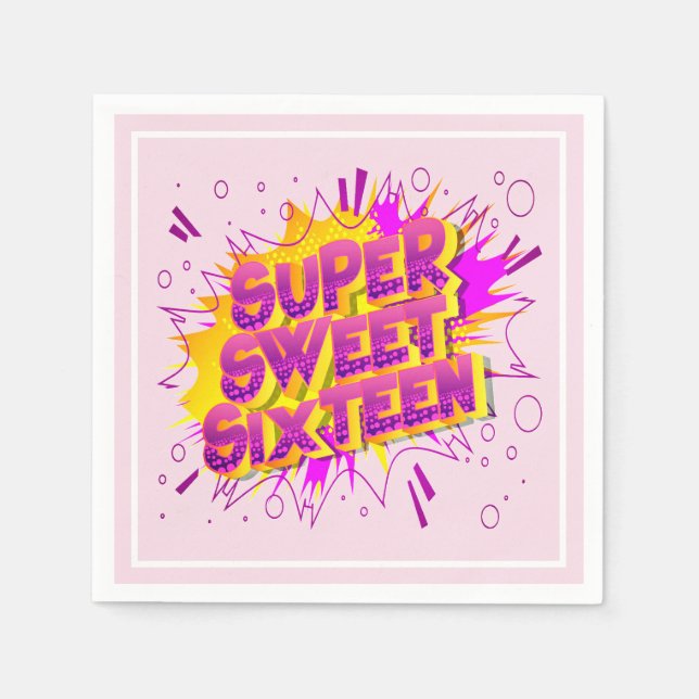 Super Sweet 16th Birthday party Napkins (Front)