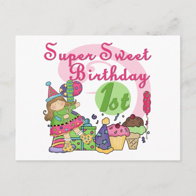 Super Sweet 1st Birthday T-shirts and Gifts Postcard (Front)