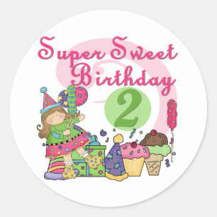 Super Sweet 2nd Birthday T-shirts and Gifts Classic Round Sticker