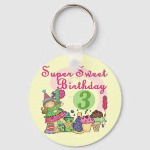 Super Sweet 3rd Birthday Tshirts and Gifts Keychain