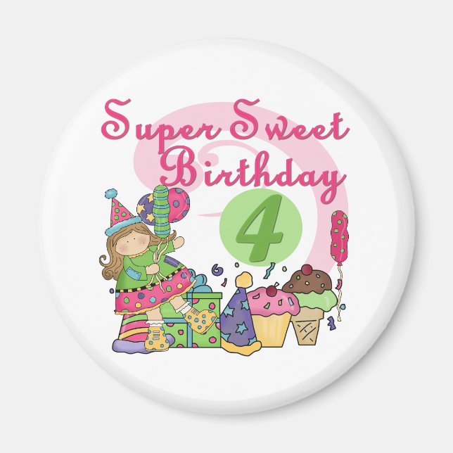 Super Sweet 4th Birthday T-shirts and Gifts Magnet (Front)