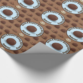 Super Sweet and Gooey Chocolate Birthday Blue Wrapping Paper