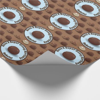 Super Sweet And Gooey Chocolate Birthday Blue Wrapping Paper by csinvitations at Zazzle