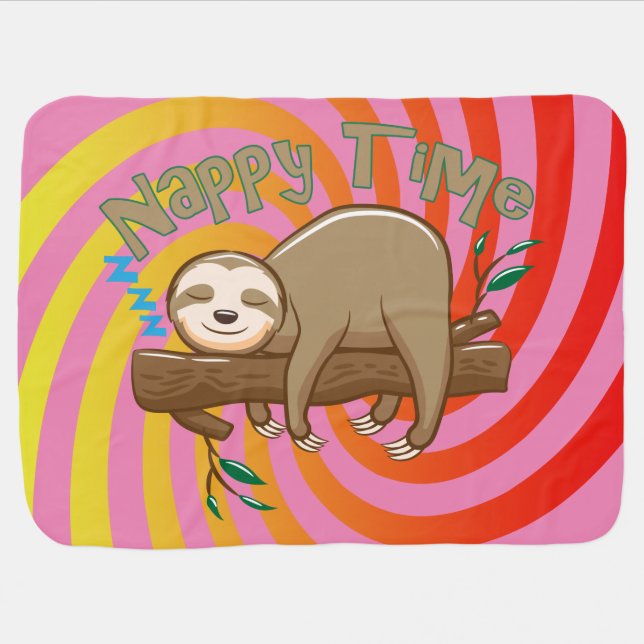 Super Sweet Baby Sloth Sleepy Time! Baby Blanket (Horizontal)