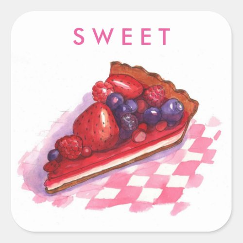 Super sweet berries pie square sticker