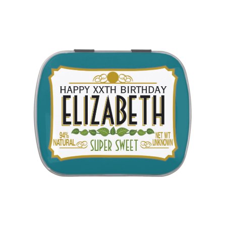 Super Sweet Birthday Favor With Name - Blue Jelly Belly Tin