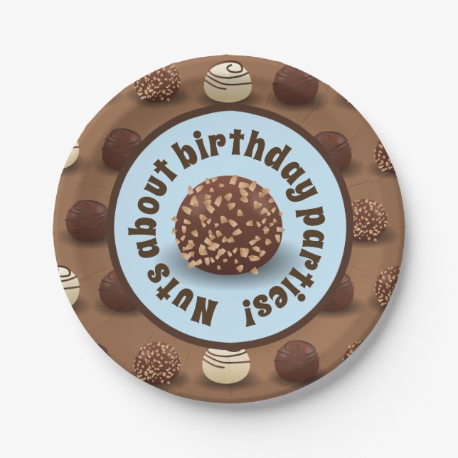 Super Sweet Chocolate Making Birthday Party Blue Paper Plates (Front)