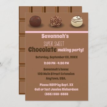 Super Sweet Chocolate Making Birthday Party Invitation by csinvitations at Zazzle