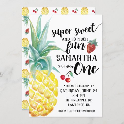 Super Sweet Fruit First Birthday Invitation