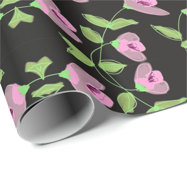 Super Sweet Gift Wrap In Black And Pink (Roll Corner)