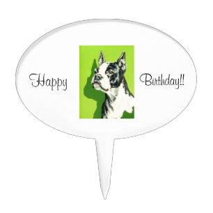 Super Sweet Vintage Mid Century Boston Terrier Cake Topper
