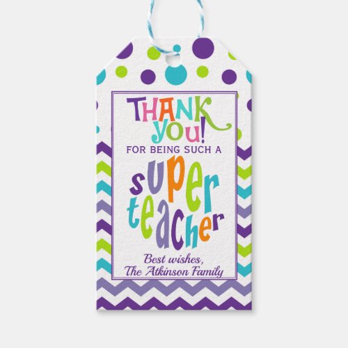 Super Teacher Appreciation Thank You Gift Tags