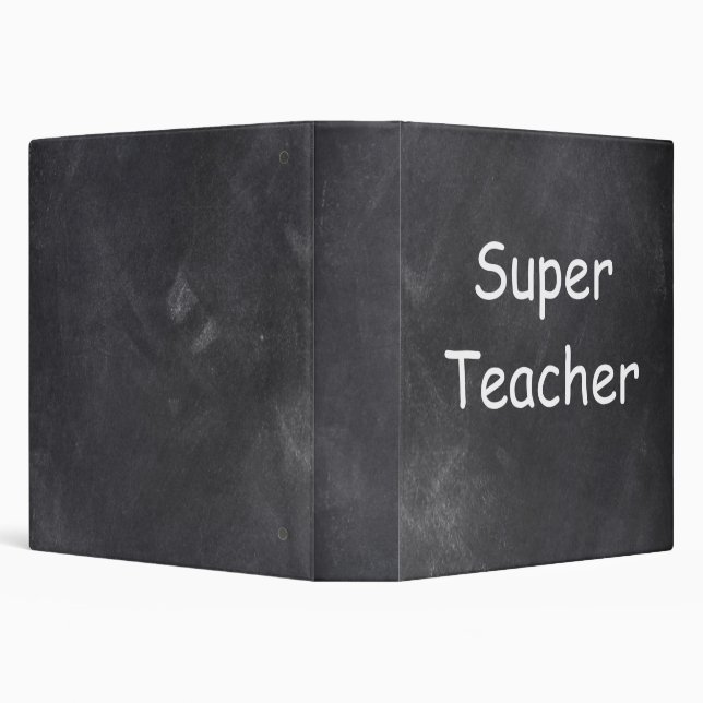 Super Teacher Chalkboard Design Gift Idea 3 Ring Binder (Background)