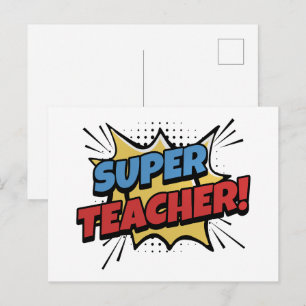 Super Teacher Comic Style Postcard