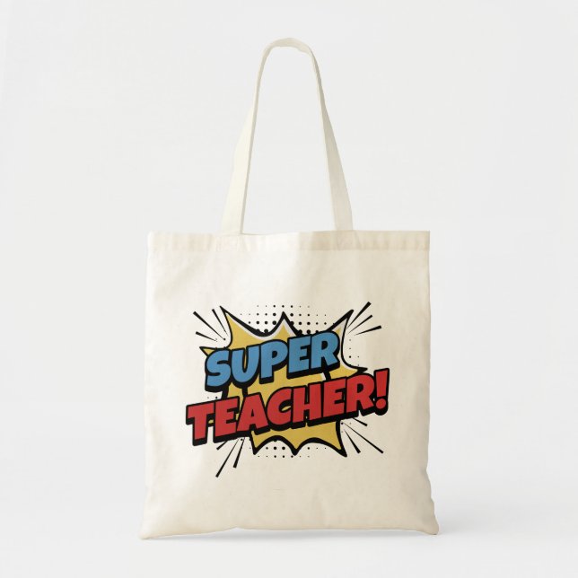 Super Teacher Comic Style Tote Bag (Front)