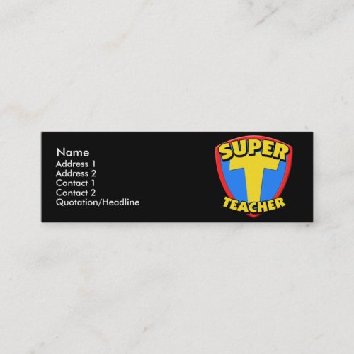 Super Teacher Skinny Profile Cards Business Card Template