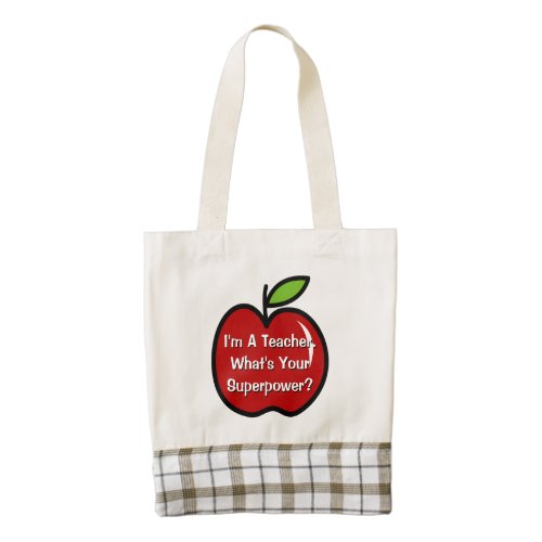 Super teacher tote bag with red apple