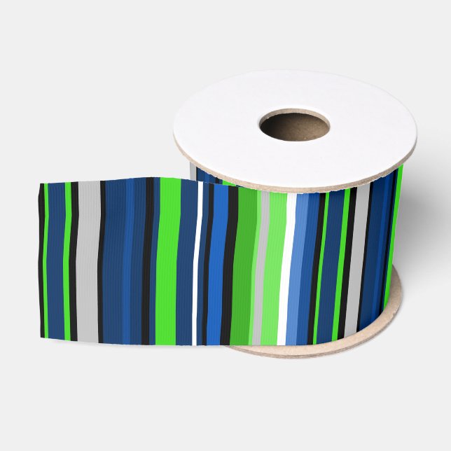 Super Team Sport Stripe Ribbon in blue and green (Spool)