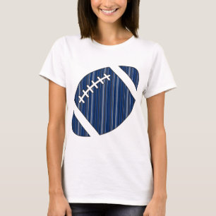 Super Team Striped Football in Blue and Gray T-Shirt