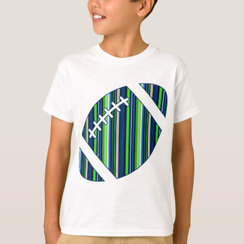 Super Team Striped Football in  Blue and Green T_Shirt