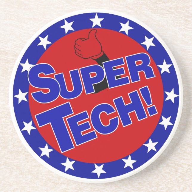 SUPER TECH BUTTON PATRIOTIC .png Coaster (Front)