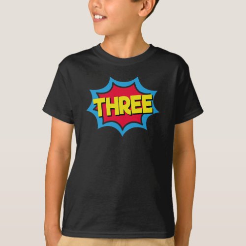 Super THREE birthday _ 3rd birthday Superhero T_Shirt