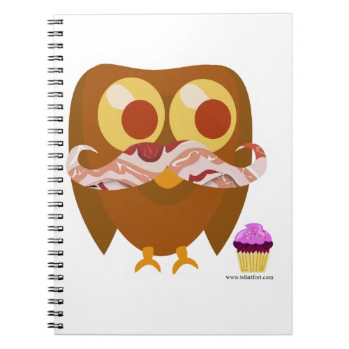 Super Trendy Bacon Mustache Owl Cartoon  Notebook