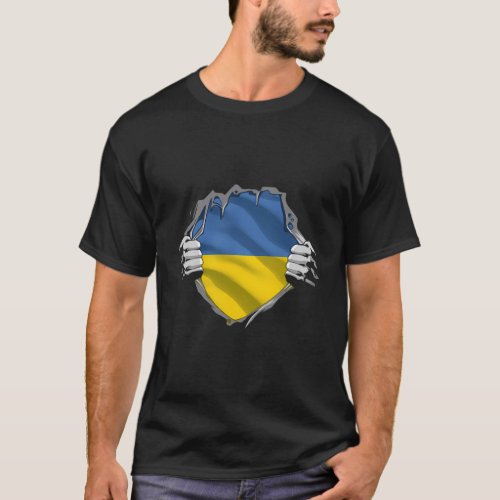 Super Ukrainian Heritage Proud Ukraine Roots Flag T_Shirt