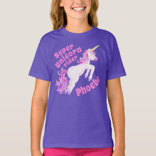 Super unicorn rider pink unicorn whimsy art T-Shirt