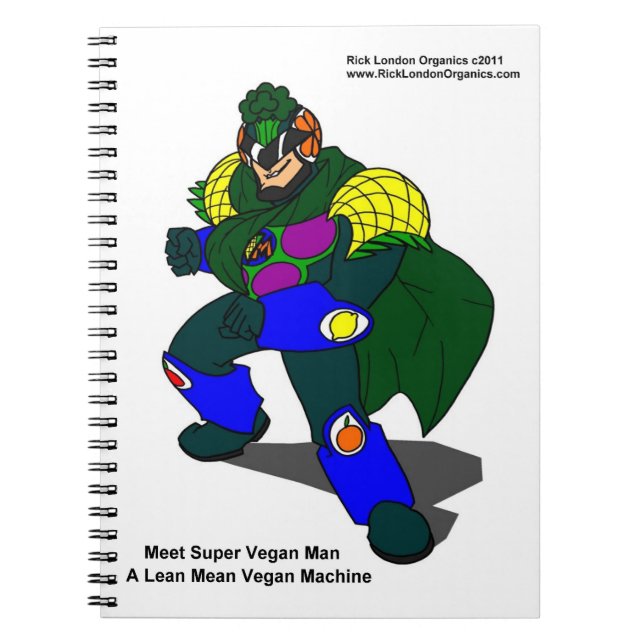 Super Vegan Man (Our Mascot) Spiral Notebook (Front)
