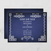 Super Video Game Blue Geek Gaming Wedding Save The Date (Front/Back)