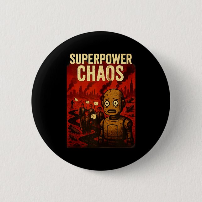 Super Wer Chaos Dystoan Satire War Consequences Gi Button (Front)
