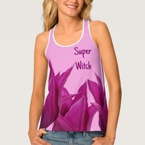 Super Witch brand pink tulip floral girly boho fun Tank Top