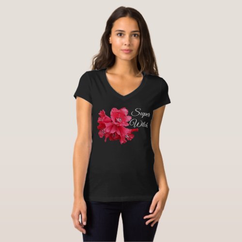 Super Witch brand red floral black trendy cute hot T_Shirt