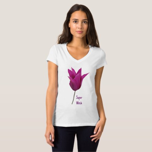 Super Witch brand trendy minimalist purple floral T_Shirt