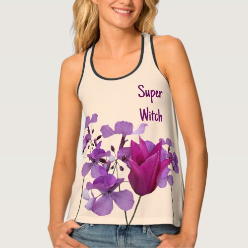 Super Witch new brand pink floral summer beach Tank Top