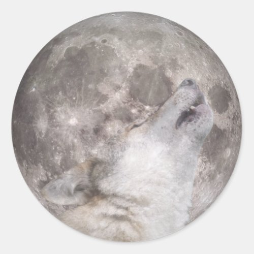 Super Wolf Moon Classic Round Sticker