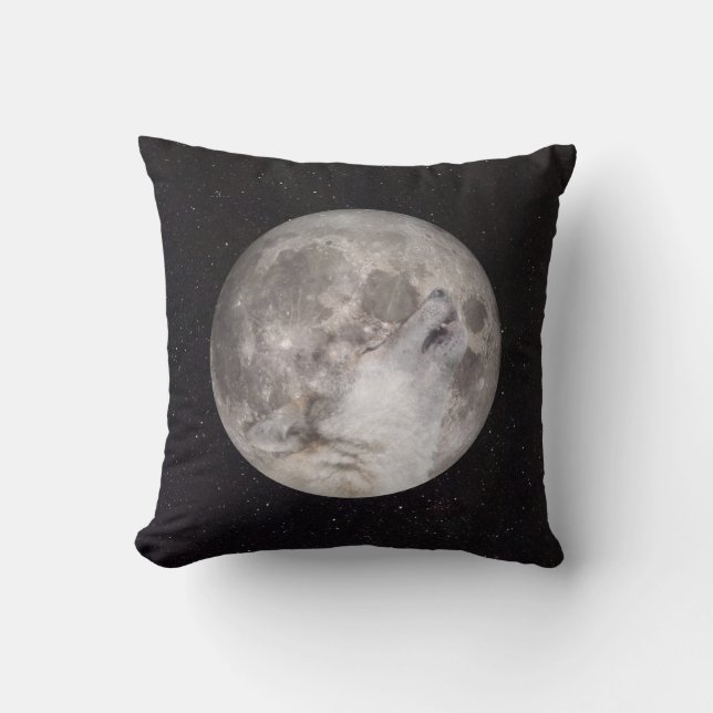 Super Wolf Moon Throw Pillow (Front)