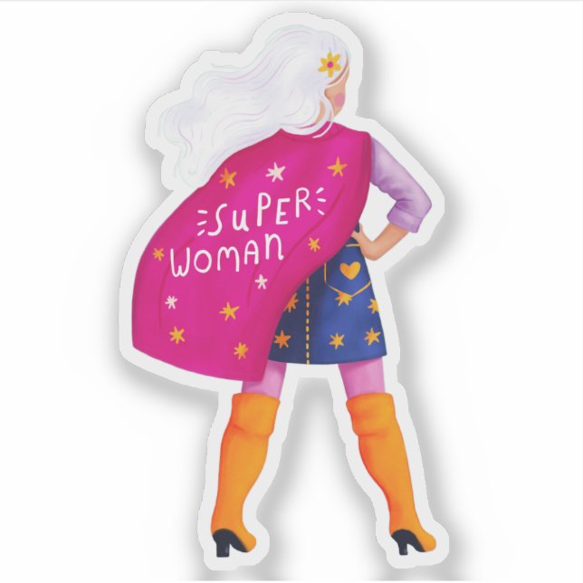 Super Woman Mom Mother Daughter Girl Boss Hero Sticker (Front)