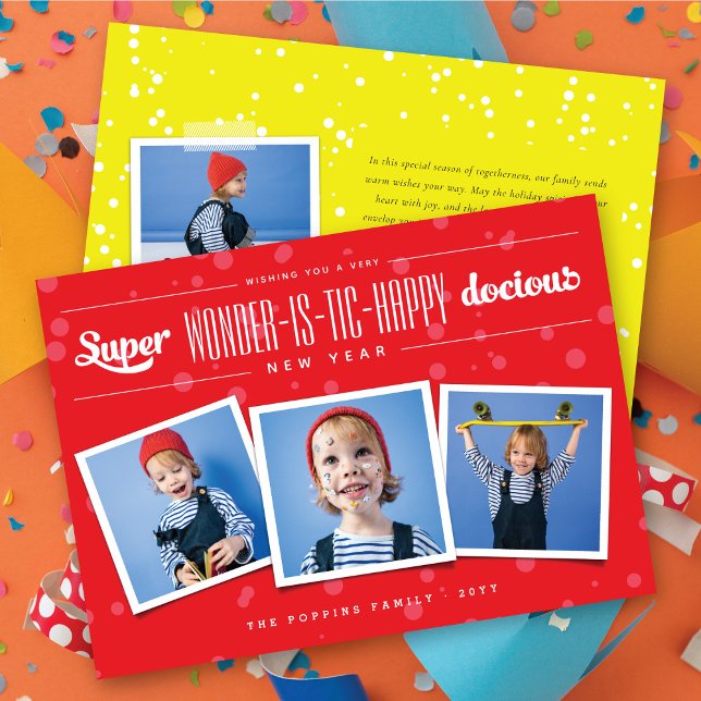 Super Wonder-is-tic Happy-docious New Year Photo Holiday Card (Creator Uploaded)